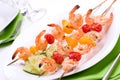 Grilled shrimps and cucumber s Royalty Free Stock Photo