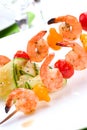 Grilled shrimps and cucumber salad Royalty Free Stock Photo