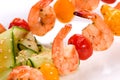 Grilled shrimps and cucumber salad Royalty Free Stock Photo