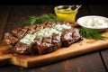grilled sirloin steak basted with creamy garlic butter