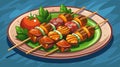 Grilled Skewered Meat Dish Royalty Free Stock Photo