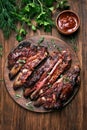 Grilled sliced barbecue pork ribs