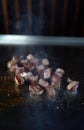 Grilled sliced Beef Steak on restaurant kitchen Royalty Free Stock Photo
