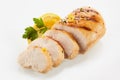 Grilled, sliced chicken breast with lemon season Royalty Free Stock Photo