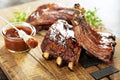 Grilled and smoked ribs with barbeque sauce Royalty Free Stock Photo