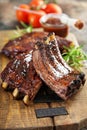 Grilled and smoked ribs with barbeque sauce Royalty Free Stock Photo