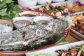 Grilled Snakehead Fish with Salt Royalty Free Stock Photo