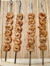 Grilled spicy garlic shrimp skewers