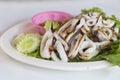 Grilled squid with seafood sauce