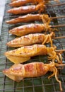 Grilled Squid, Thailand Food - Barbecue from squids sold on the