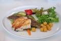 Grilled stake of Hoki fish with mixed salad