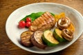Grilled steak with champignons Royalty Free Stock Photo