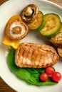 Grilled steak with champignons Royalty Free Stock Photo