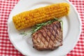 Grilled steak with corn