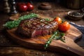 Grilled steak on a cutting board