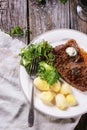 Grilled steak with potatoes Royalty Free Stock Photo