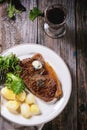 Grilled steak with potatoes Royalty Free Stock Photo