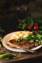 Grilled steak with potatoes Royalty Free Stock Photo