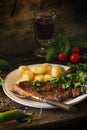 Grilled steak with potatoes Royalty Free Stock Photo