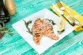 Grilled steak of salmon Royalty Free Stock Photo