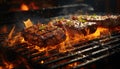 Grilled steak, smoky and delicious, ready for a picnic feast generated by AI