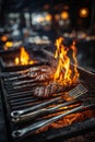 Grilled Steaks on a Fiery Grill Royalty Free Stock Photo
