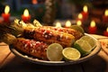 Grilled street corn with chili powder cheese and