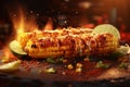 Grilled street corn with chili powder cheese and