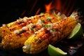 Grilled street corn with chili powder cheese and