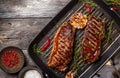 Grilled strip steak with spices Royalty Free Stock Photo