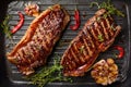 Grilled strip steak with spices Royalty Free Stock Photo