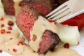 Grilled strip steak with tomato and salad Royalty Free Stock Photo