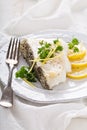 Grilled stripped bass with lemon and herbs