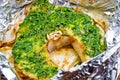 Grilled swordfish fillet with pesto