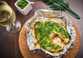 Grilled swordfish fillet with pesto Royalty Free Stock Photo