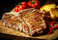 Grilled T-bone steak with vegetables Royalty Free Stock Photo