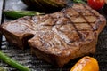 Grilled T-Bone Steak and Vegetables Royalty Free Stock Photo