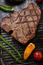 Grilled T-Bone Steak and Vegetables Royalty Free Stock Photo