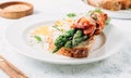 Grilled Toast with Asparagus, egg, bacon Royalty Free Stock Photo