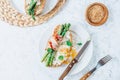 Grilled Toast with Asparagus, egg, bacon Royalty Free Stock Photo