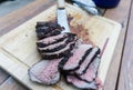 Sliced Tri Tip on a cutting board Royalty Free Stock Photo