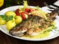 Grilled Trout with Potatos and Salad