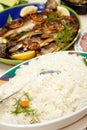 Grilled trout and rice Royalty Free Stock Photo