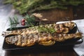 Grilled trout stuffed with vegetables Royalty Free Stock Photo