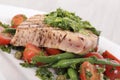 Grilled tuna steak with bean and tomato salad Royalty Free Stock Photo