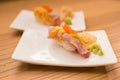 Grilled tuna sushi with ebiko topping