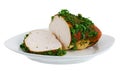 Grilled turkey breast on plate