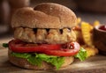 Grilled Turkey Burger Closeup Royalty Free Stock Photo