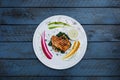 Grilled turkey fillet with greens. Royalty Free Stock Photo