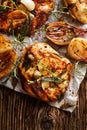 Grilled turkey fillet steak with addition herbs and shallot onions Royalty Free Stock Photo